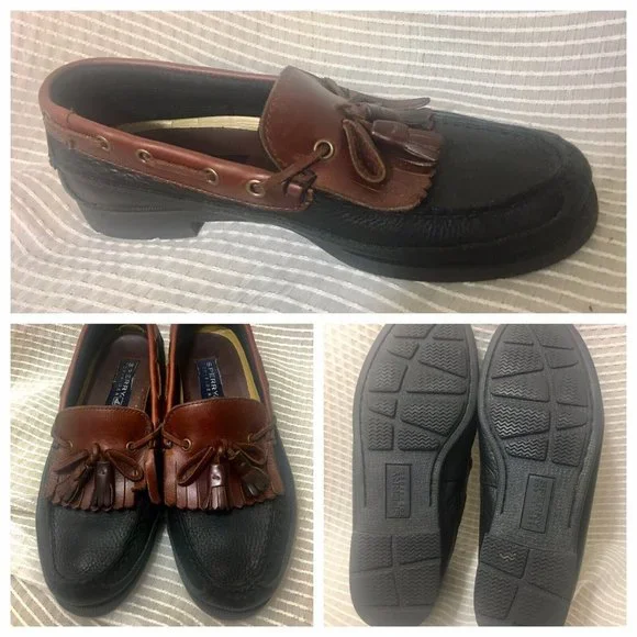 Sperry Top-Sider 10.5M Sahara Boat Shoe Loafer Two Tone Brown Leather Sperry Top-Sider Authentic Original 2-Eye Boat Shoe Men main image 2